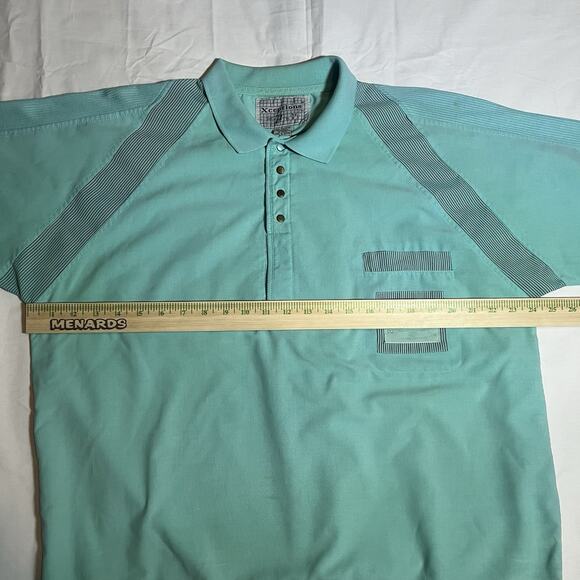 Vintage Xceptions by DSI Shirt Mens XL Teal Green Short Sleeve Polo 80s Taiwan - Picture 8 of 11
